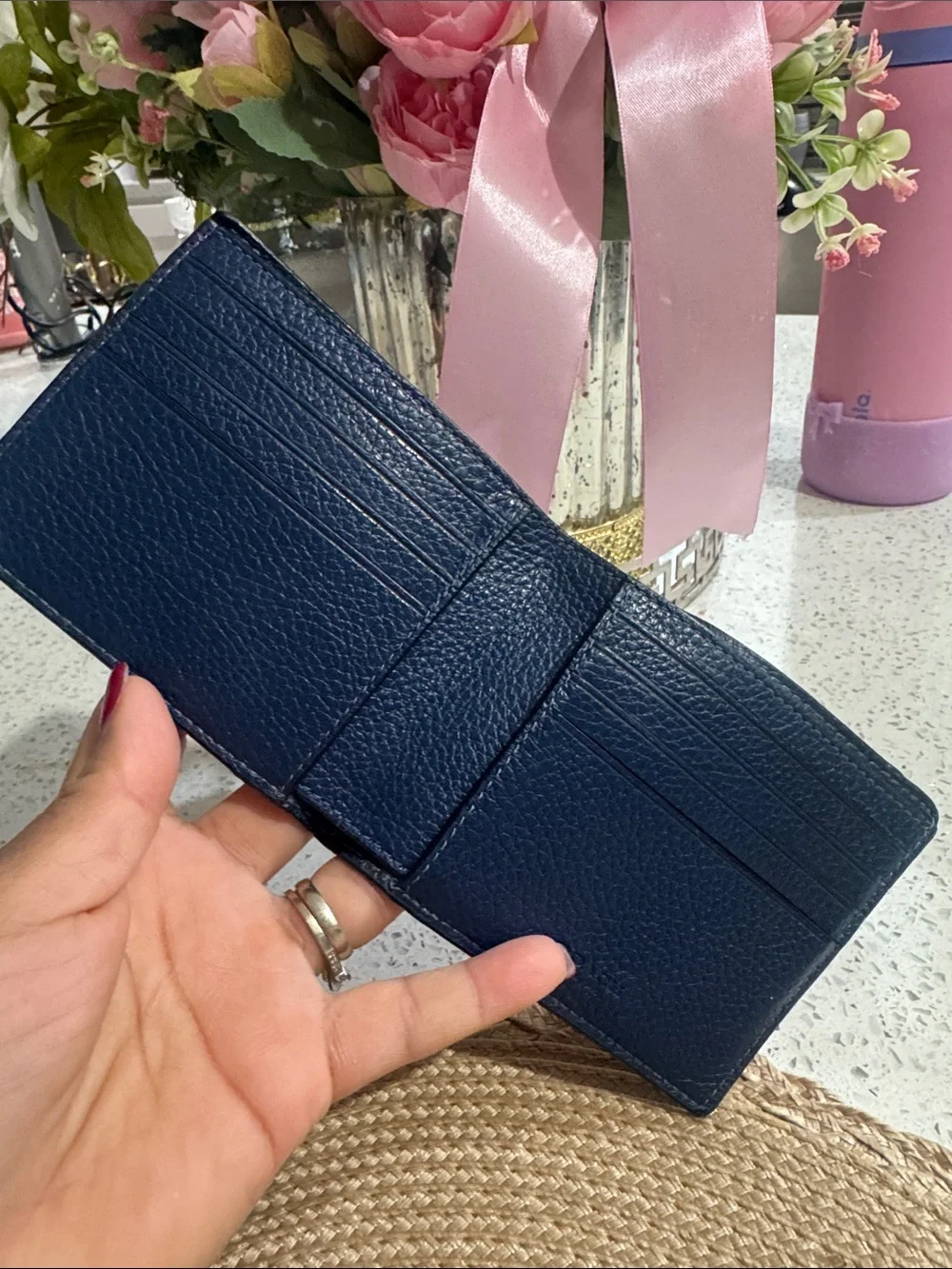 💙COACH Pebble Leather And Signature Coated Canvas Wallet